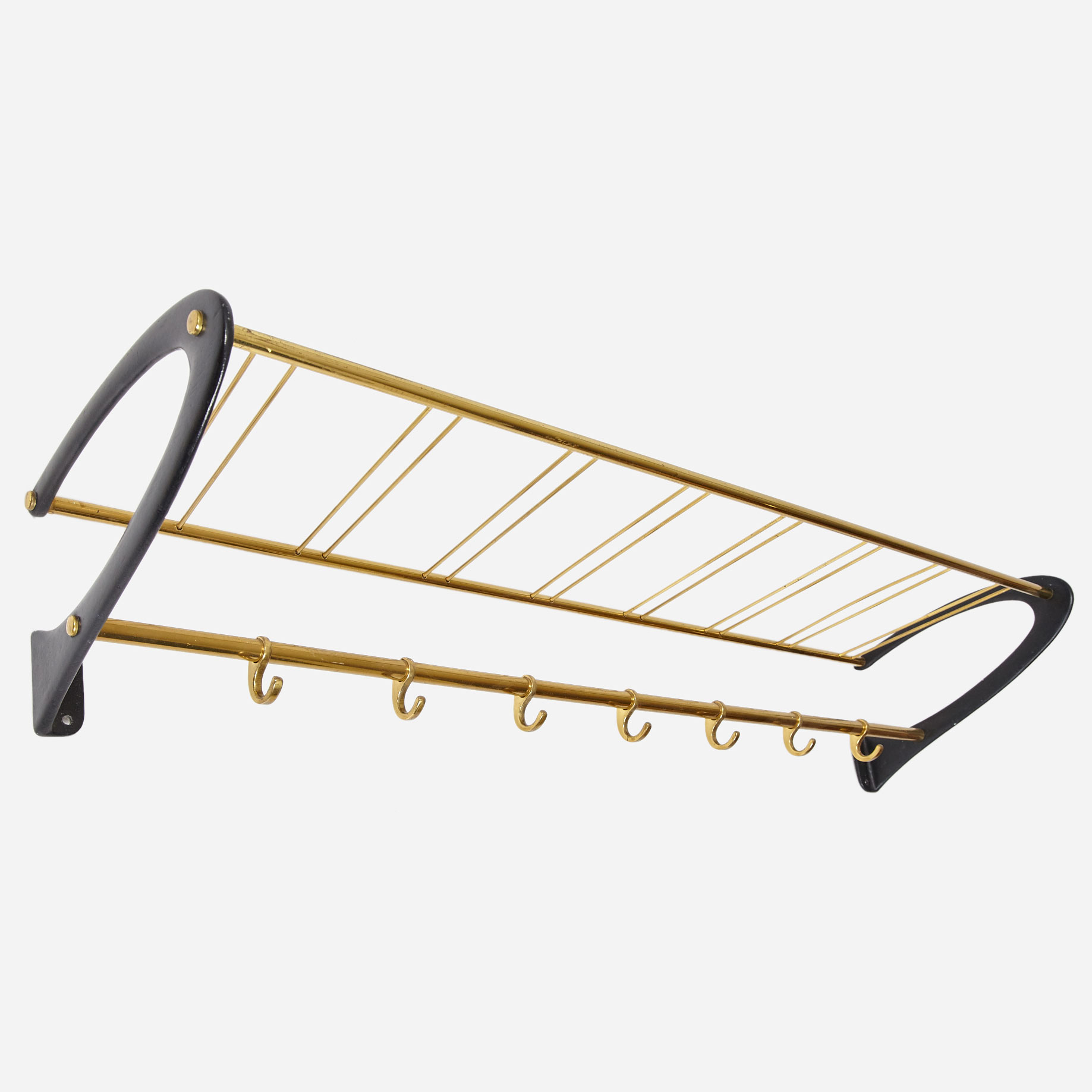 Wandgarderobe mit Hutablage aus Messing | Möbel Zürich | Vintagemöbel