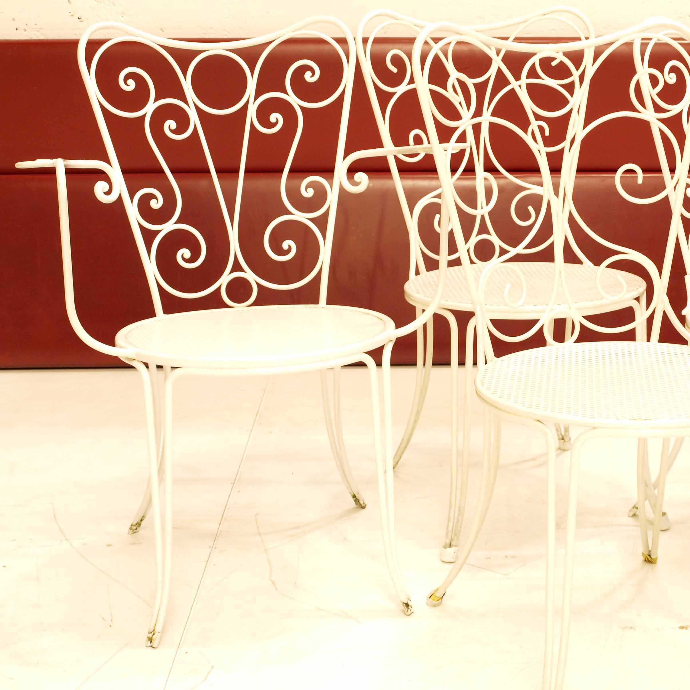 4er Set Gartenstühle, Metall, weiss | Möbel Zürich | Vintagemöbel