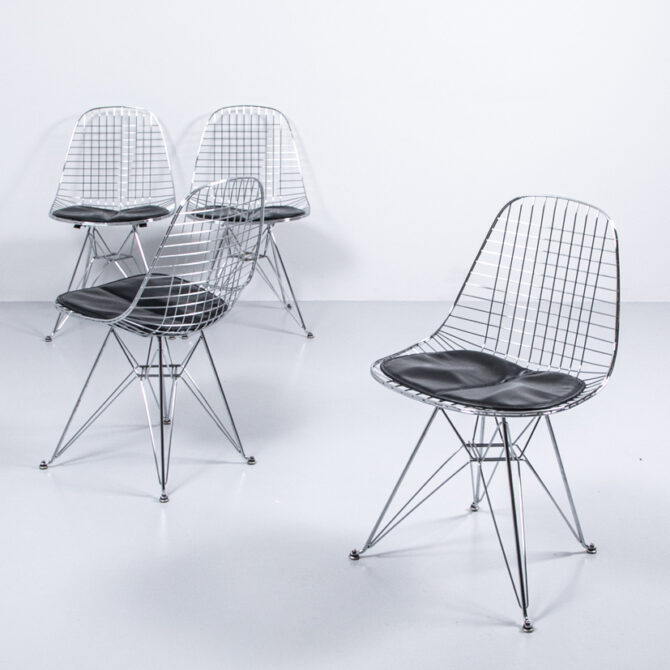 Wire Chair DKX5 Stuhl mit Sitzkissen von Eames für Vitra (4 Stk