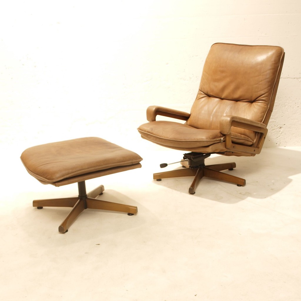 Ledersessel verstellbar mit Fussteil | Möbel Zürich | Vintagemöbel