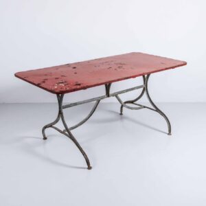 Jugendstil Gartentisch rot mit Patina, unrestauriert Gartentisch