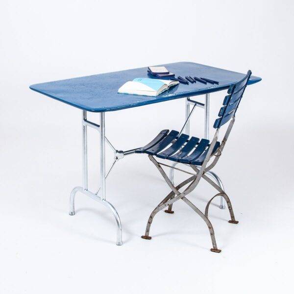 Gartentisch blau, klappbar, neu pulverbeschichtet und verzin Gartentisch