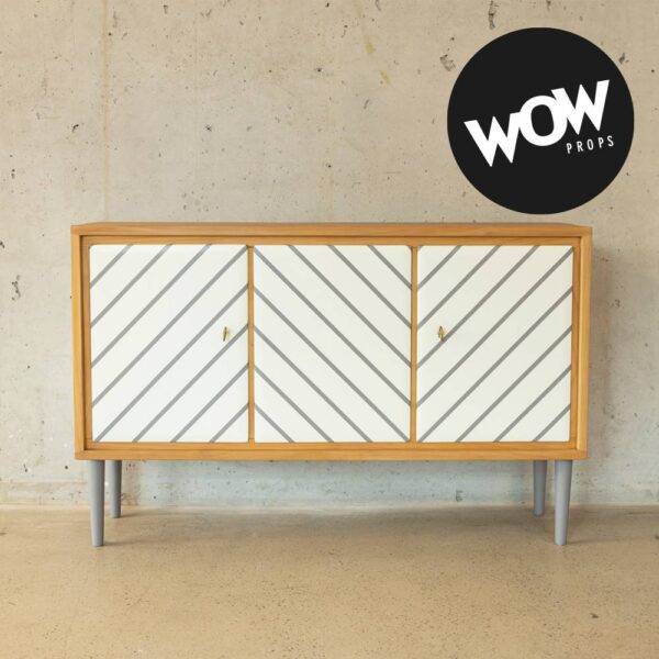 Sideboard aus Kirscholz grau-weiss gestreift Kommode