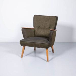 Dunkler Polstersessel aus den 1950er Sessel