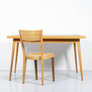 Ahorntisch mit schwarzer Linoplatte Holztisch
