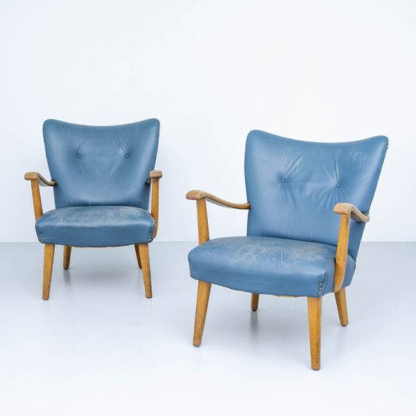 Blauer Ledersessel Sessel