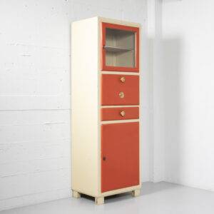 Orangefarbener Küchenschrank mit Kühlfach Küchenschrank