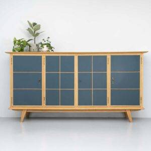 Buffet aus den 50er/ Rot & Blaugrau Küchenschrank