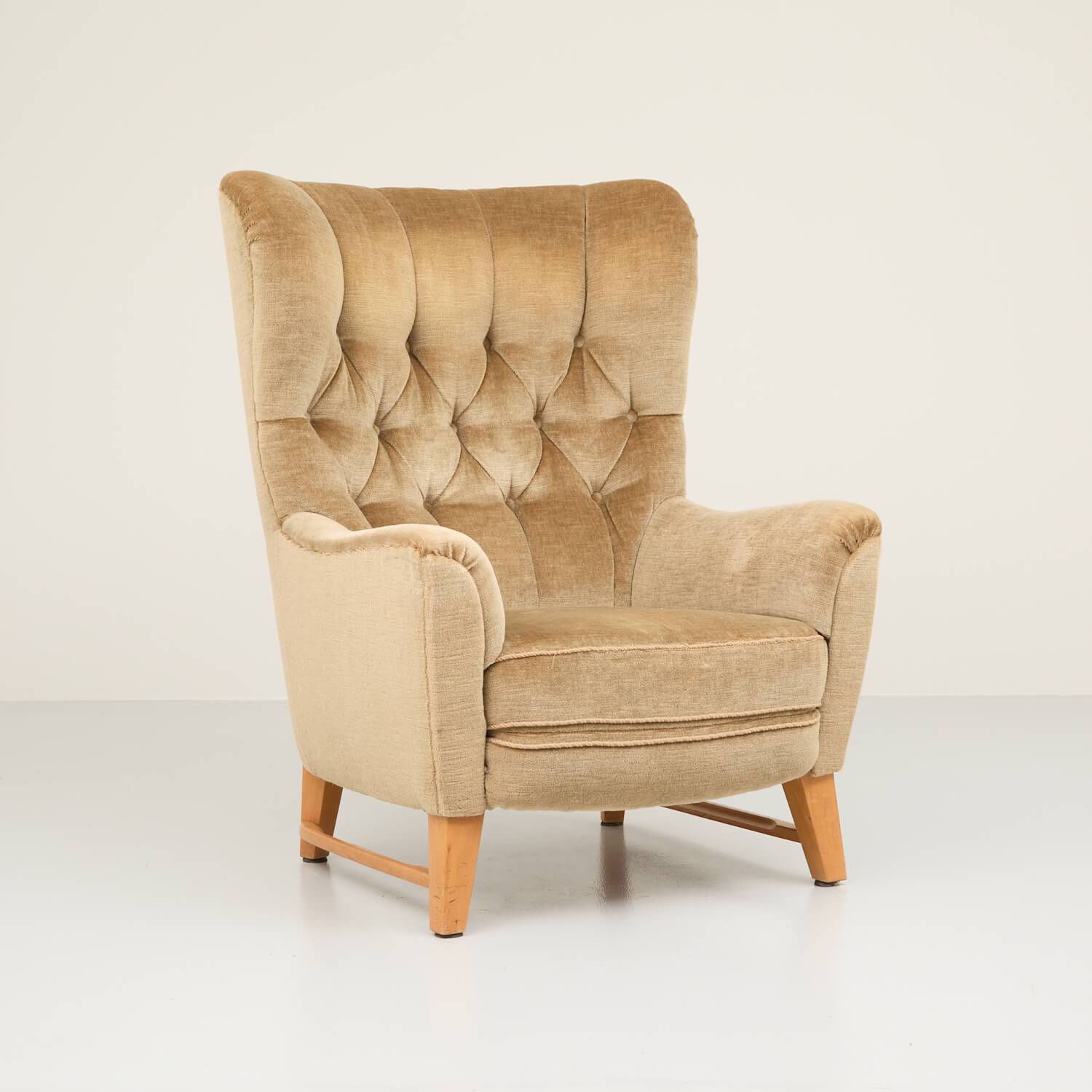Ohrensessel mit Velour Stoffbezug Sessel Ohrensessel mit Velour Stoffbezug Sessel