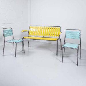 Gelbe Bigla Gartebank, neu lackiert Gartenbank