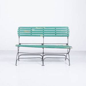 Grüne Gartenbank mit Patina, klappbar Gartenbank
