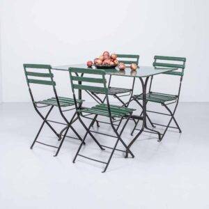 Dunkelgrüner Jugendstil Gartentisch mit Patina Gartentisch