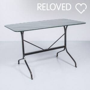 Dunkelgrüner Jugendstil Gartentisch, neu pulverbeschichtet Gartentisch