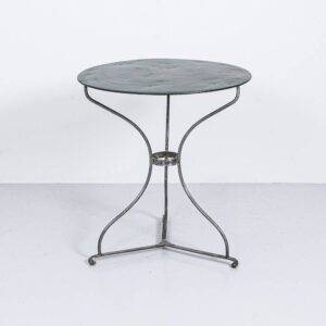 Runder Jugendstil Gartentisch, dunkelgrün mit Patina Gartentisch