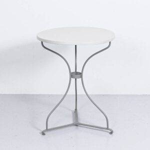 Runder Jugendstil Gartentisch, lichtgrau Gartentisch