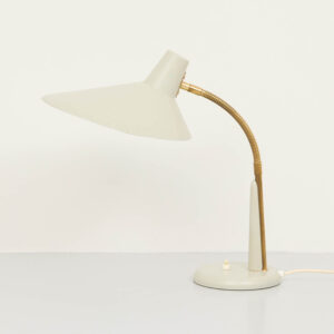 Hellgraue Tischleuchte 50er Jahre Nachttischlampe