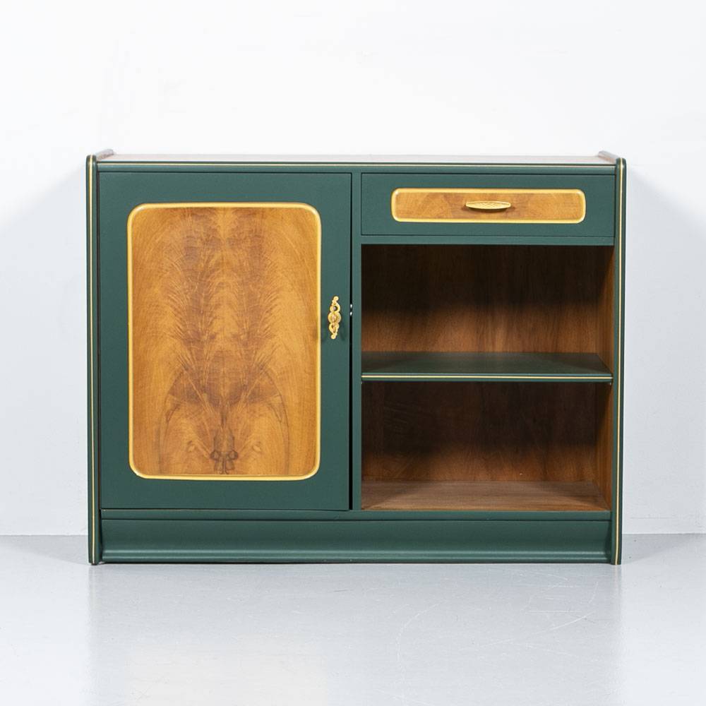 Nussbaum Kommode Grün/ Gold Sideboard Nussbaum Kommode Grün/ Gold Sideboard