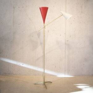 50er Jahre Stehlampe rot-weiss Stehlampe