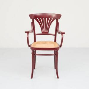 Thonet Armlehnstuhl rot lackiert Armlehnstuhl